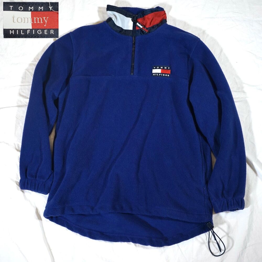 Tommy Hilfiger Zip Fleece Jacket Patch Vintage Blue Medium